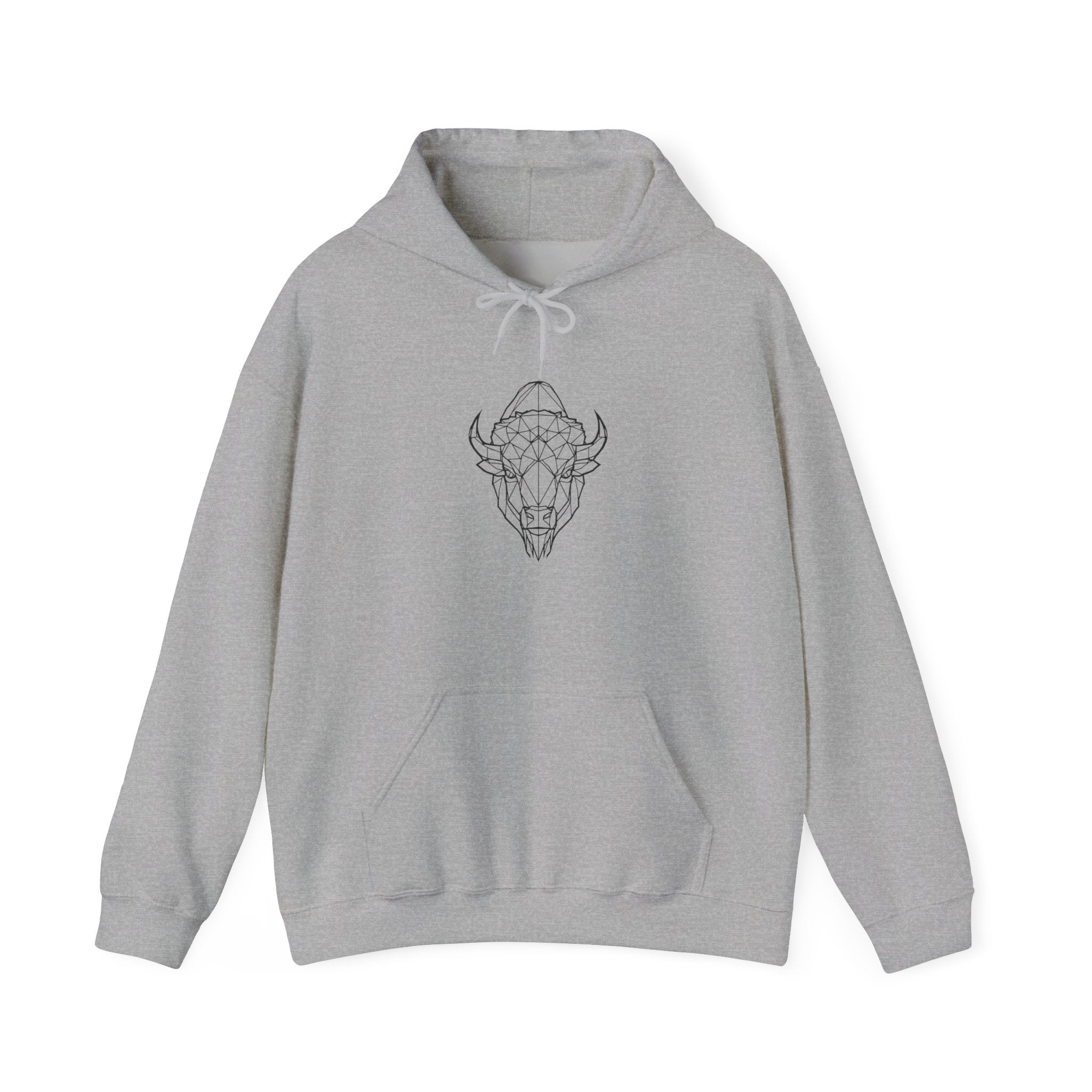 Buffalo Skull Outline Hoodie — Minimal Southwestern Graphic Hoodie