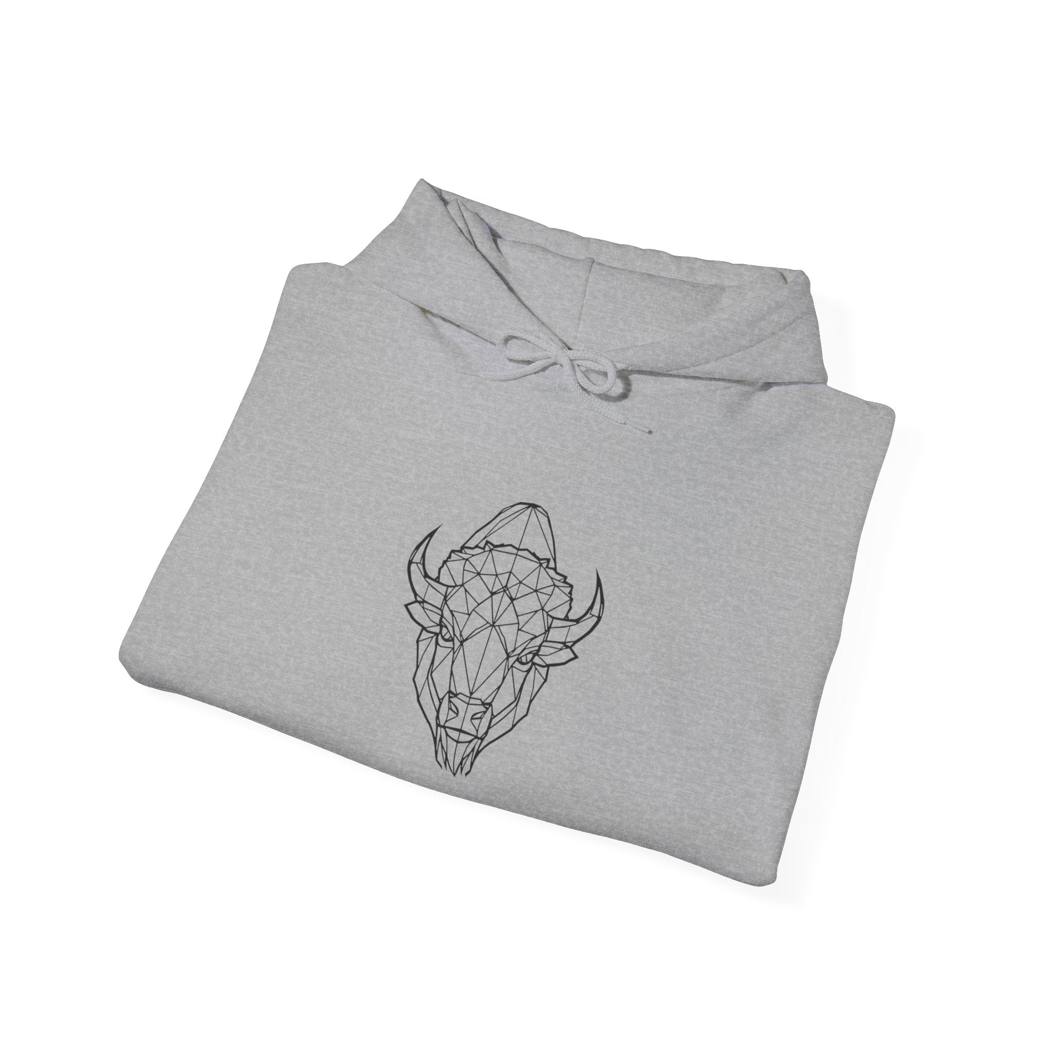 Buffalo Skull Outline Hoodie — Minimal Southwestern Graphic Hoodie