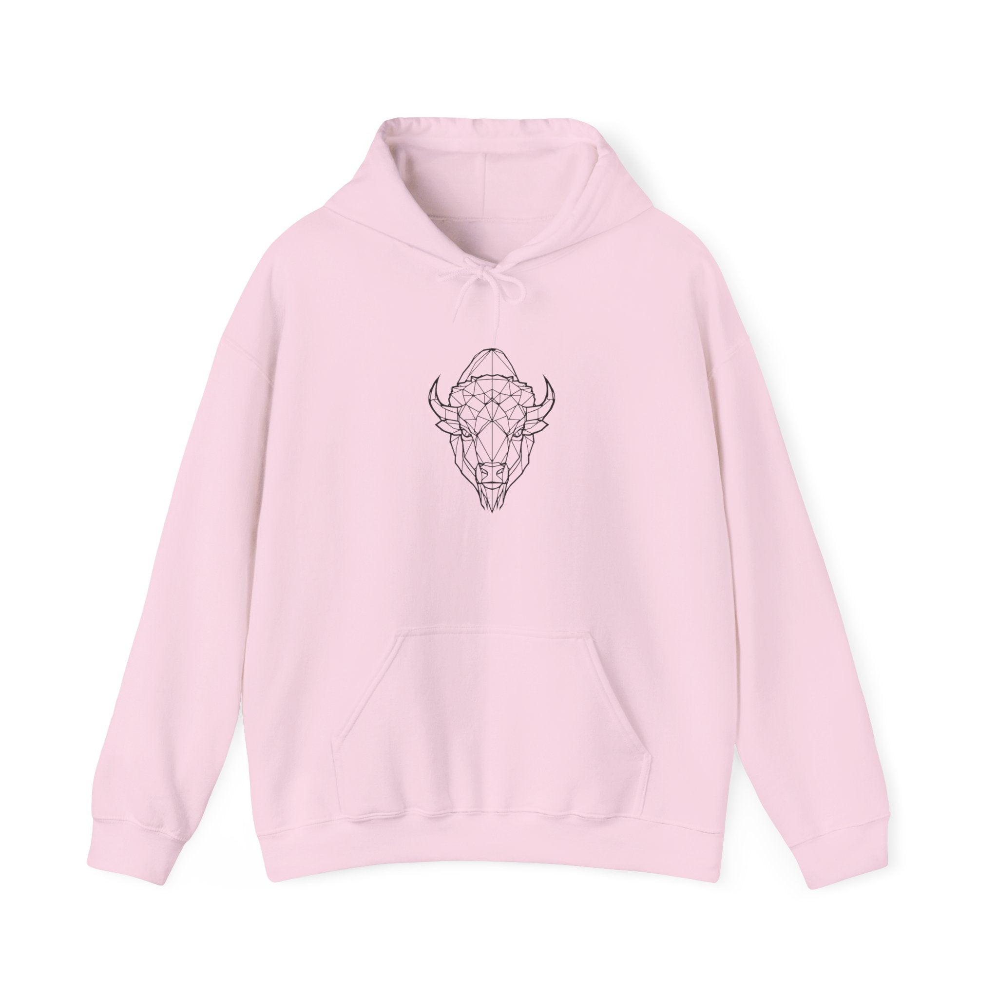 Buffalo Skull Outline Hoodie — Minimal Southwestern Graphic Hoodie