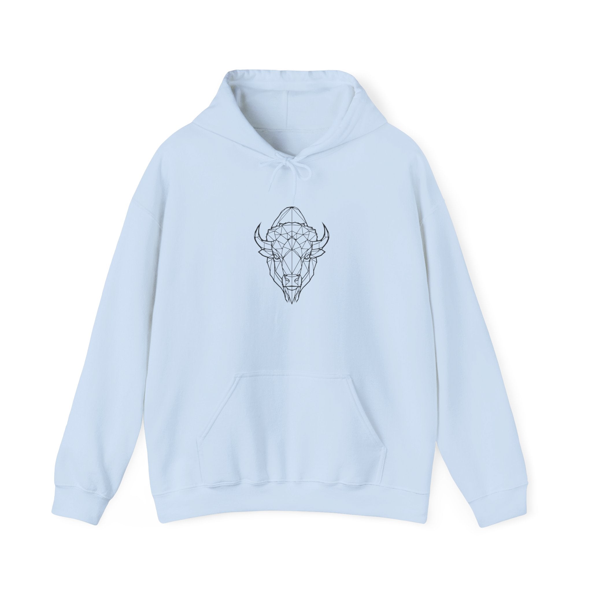 Buffalo Skull Outline Hoodie — Minimal Southwestern Graphic Hoodie