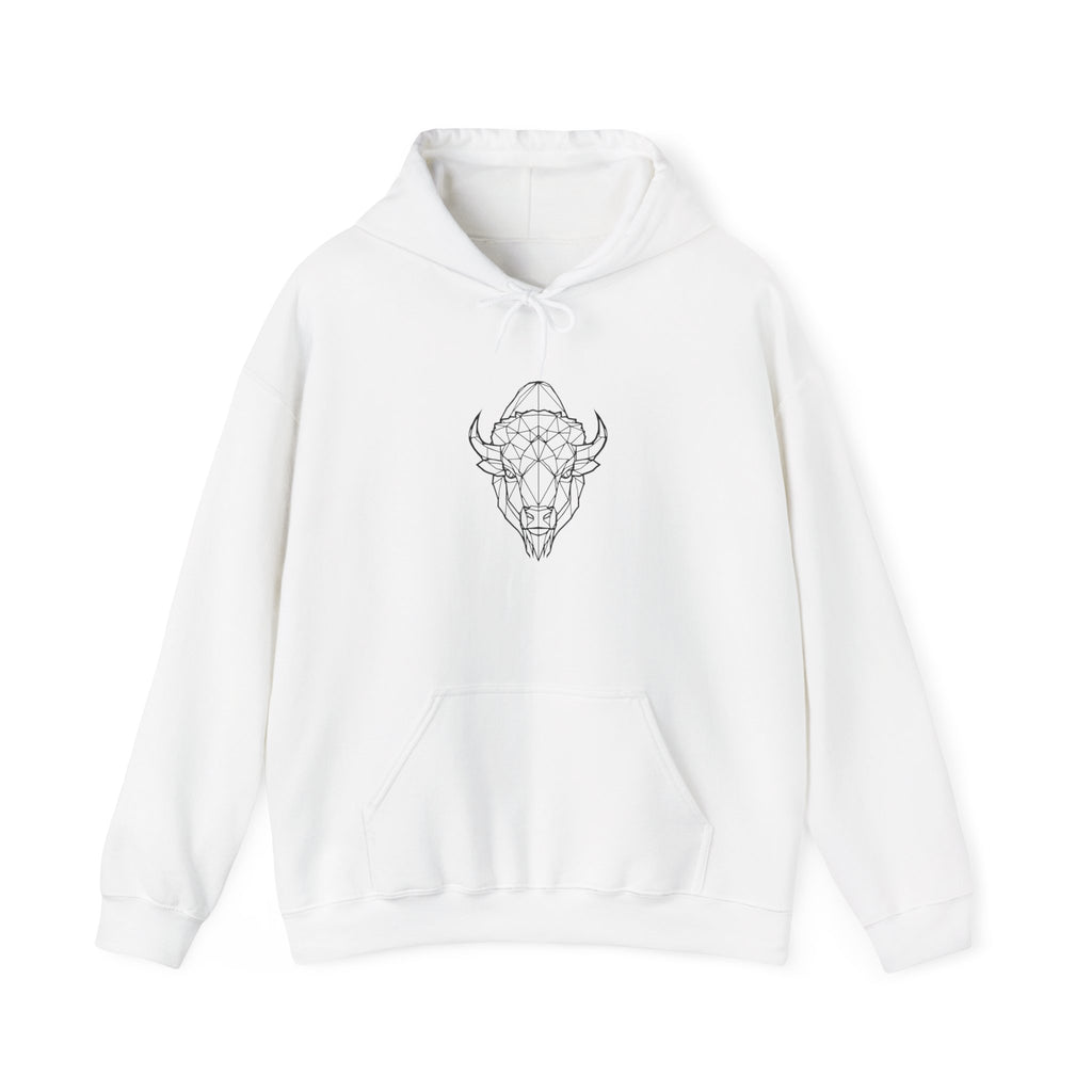 Buffalo Skull Outline Hoodie — Minimal Southwestern Graphic Hoodie